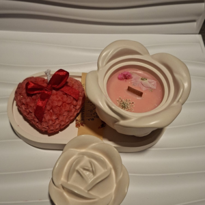 ???? Conjunto Vela Artesanal + Bandeja + Vela Corazón